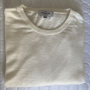 Aqua Toscano Men XXL Ivory 100% Slub Linen Summer Lightweight Crew Sweater NWOT